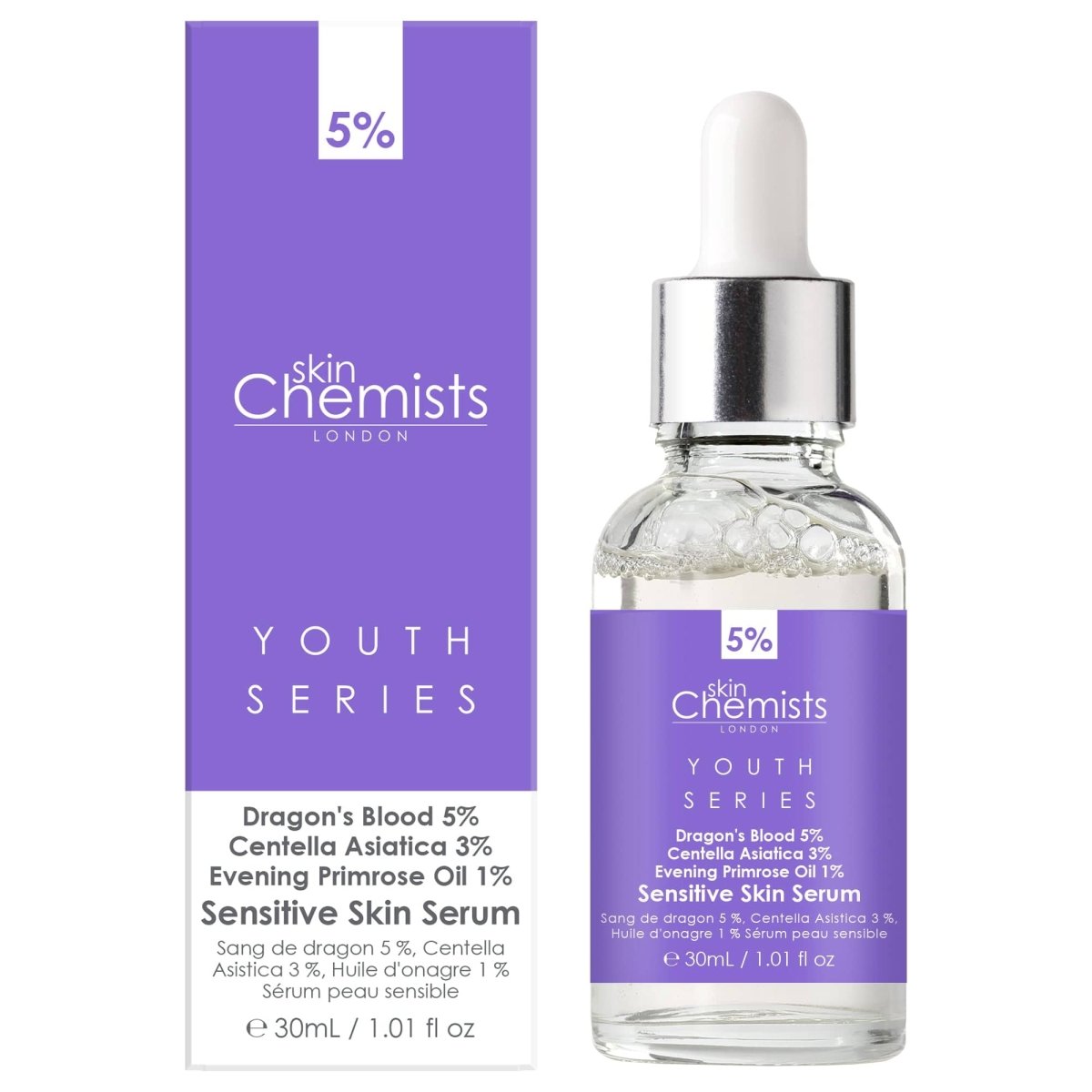 sensitive skin serum dragon's blood 5%, centella asistica 3%, evening primrose oil 1% 30ml
