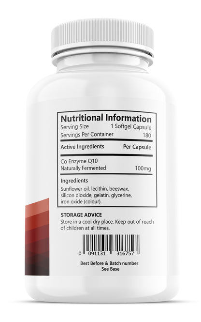 Co-Enzyme Q10 100mg x 180 Highly Absorbable Liquid Softgels